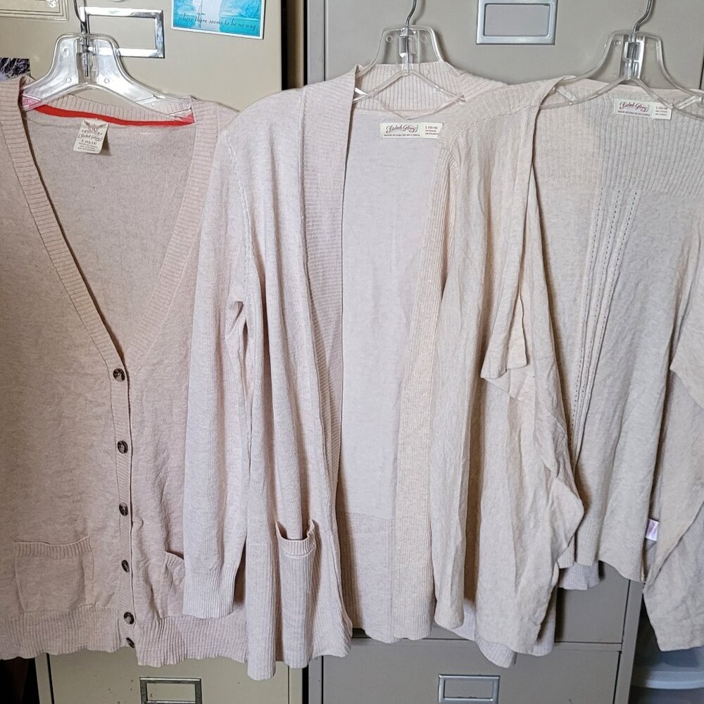 NWT'S Faded Glory LOT of 3 Beige/Tan Cardigan Sweaters Different Styles